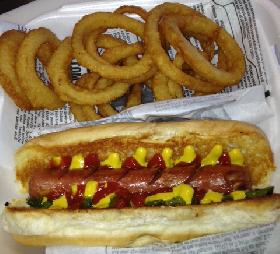 Hot Dog & Onion Rings
